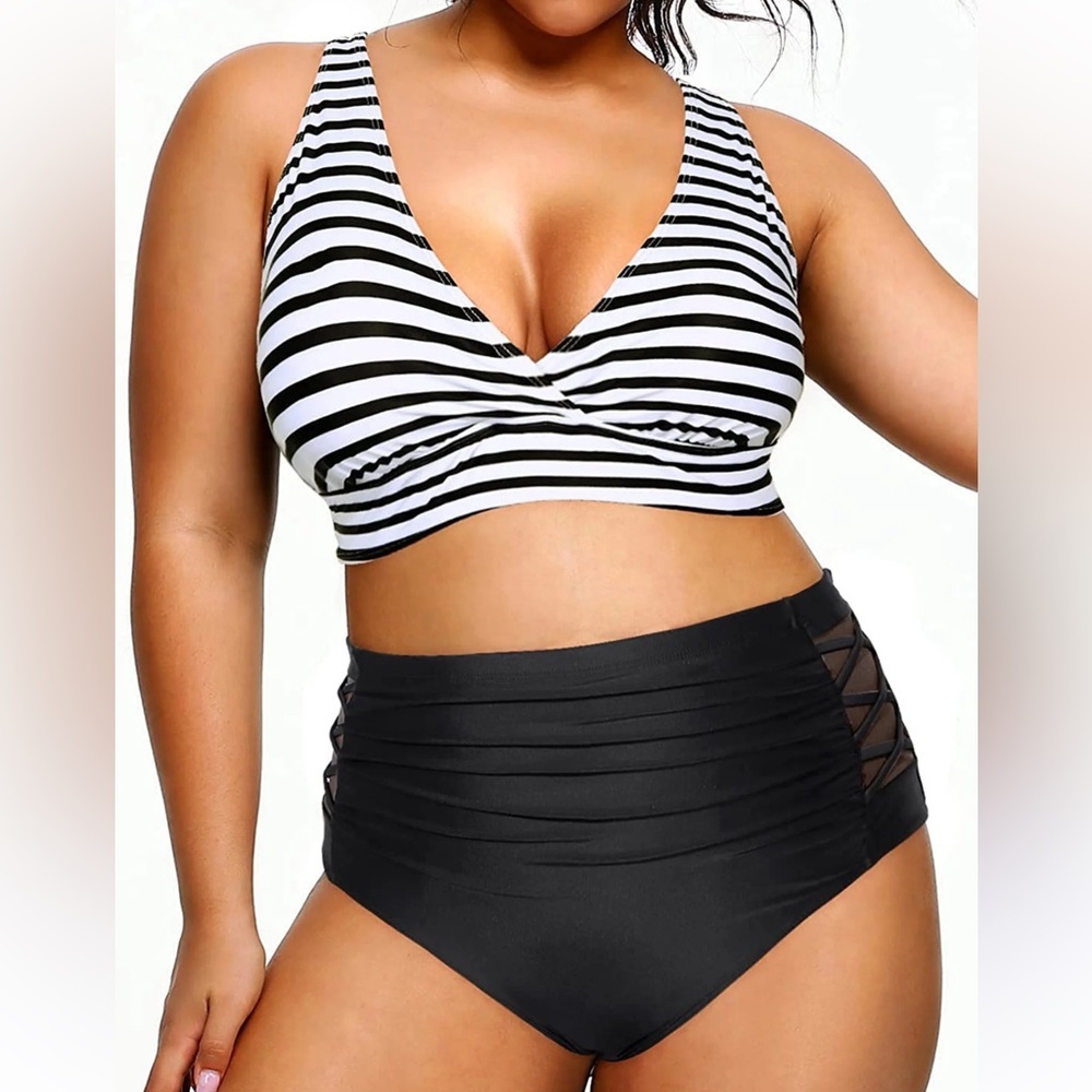 Plus Size High Waisted Bikini Swimsuit Sets, 2-Piece Set NWOT Size‎ XL